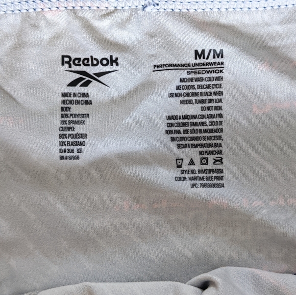 Reebok Performance Underwear Speedwick Blue Boxer Briefs NWOT - Picture 3 of 4